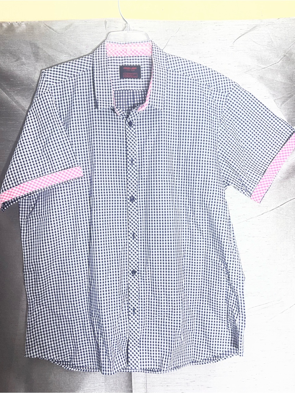 Jared Lang After Hours Gingham Contrast Trim Short Sleeve Shirt NWOT 2XL